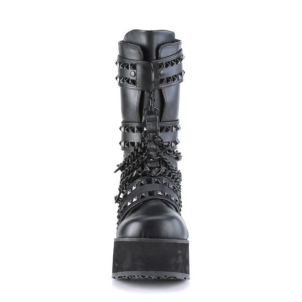 Demonia Men's Trashville-138 Platform Mid Calf Boots - Black Vegan Leather D2365-90US Clearance